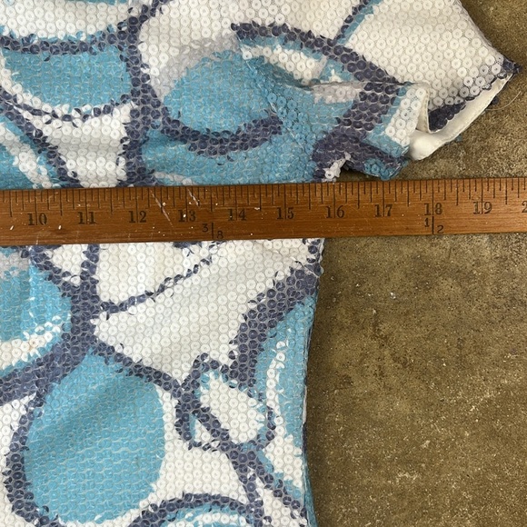 Muse Blue and White Abstract Mini Dress - Picture 5 of 6